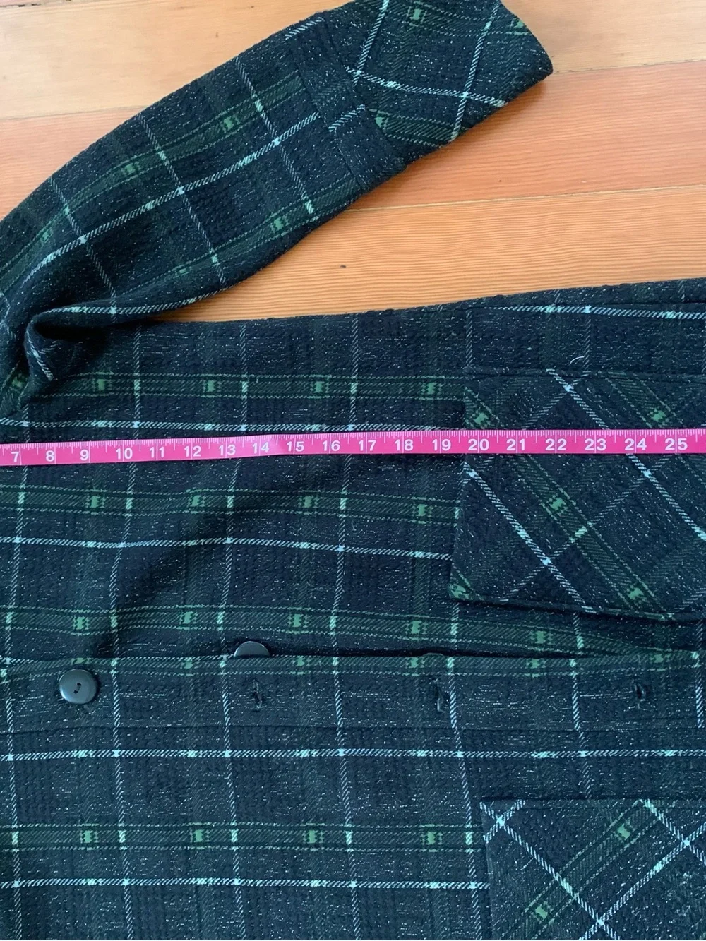 HABITAT Speckled Textured Black and Green Plaid Car Coat Jacket